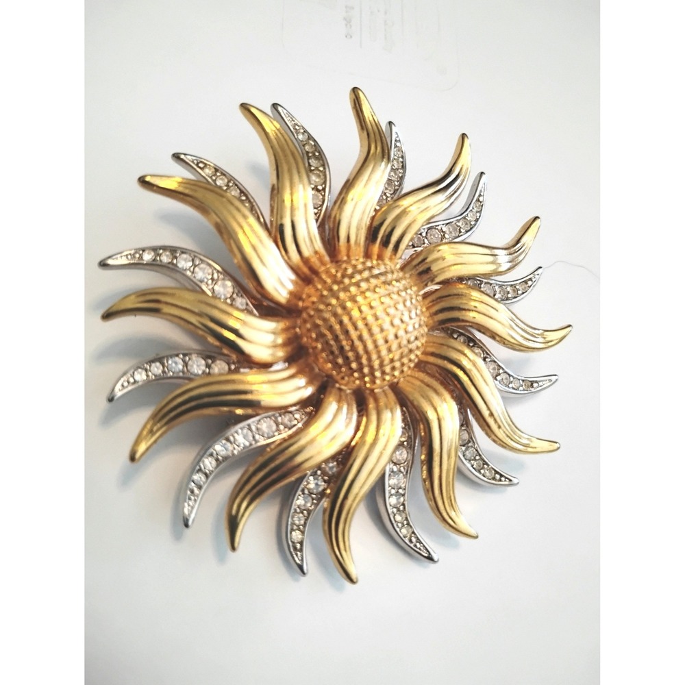 🍁Vintage KJL Spinning Sunflower Brooch Pendant 90s Whimsygoth Y2K Preppy Fall